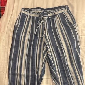 Blue and White stripped beach joggers